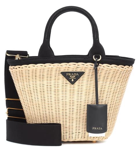 prada leather trimmed straw bag|farfetch prada beach bags.